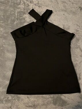SHEIN Black One-Shoulder Cross-Strap Camisole